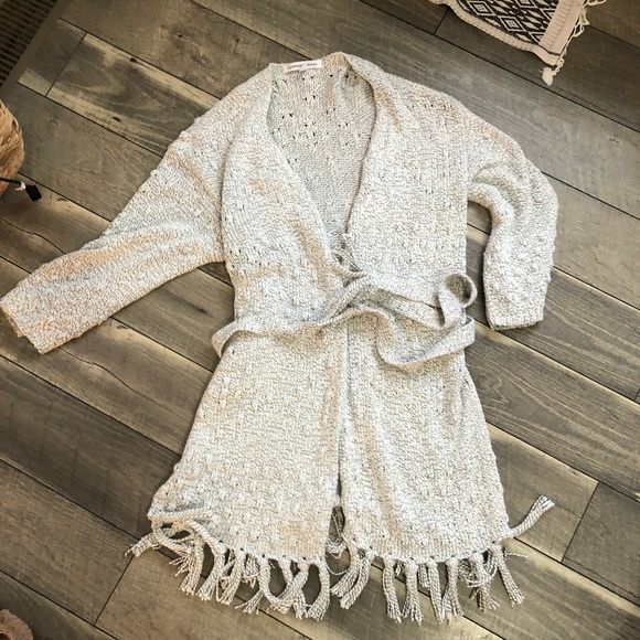 Cupcakes and cashmere boho fringe knit sweater, sweater dress, size L - Picture 4 of 6